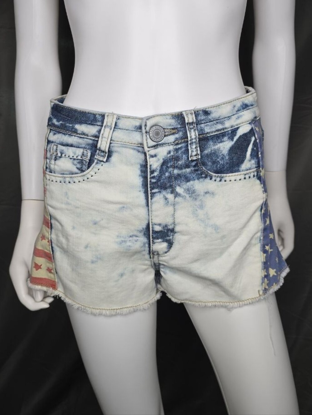 Mossimo Supply Co. Blue Tie-Dye Denim Shorts with Flag Side Panels